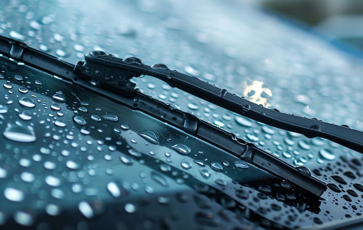 撥水する自動車ガラス